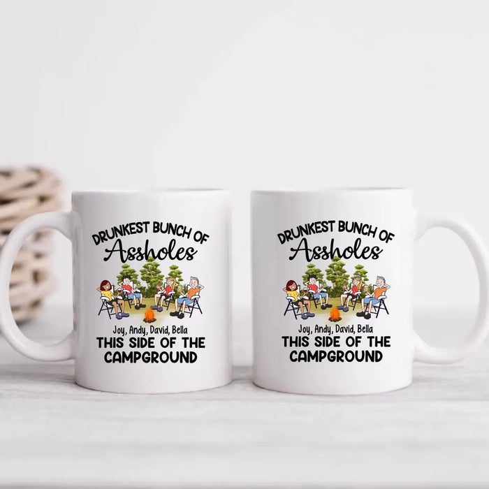 Drunkest Bunch Of Assholes This Side Of Campground - Personalized Gifts Custom Camping Mug For Friends For Couples, Camping Lovers