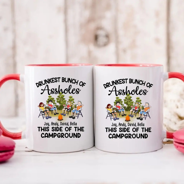 Drunkest Bunch Of Assholes This Side Of Campground - Personalized Gifts Custom Camping Mug For Friends For Couples, Camping Lovers