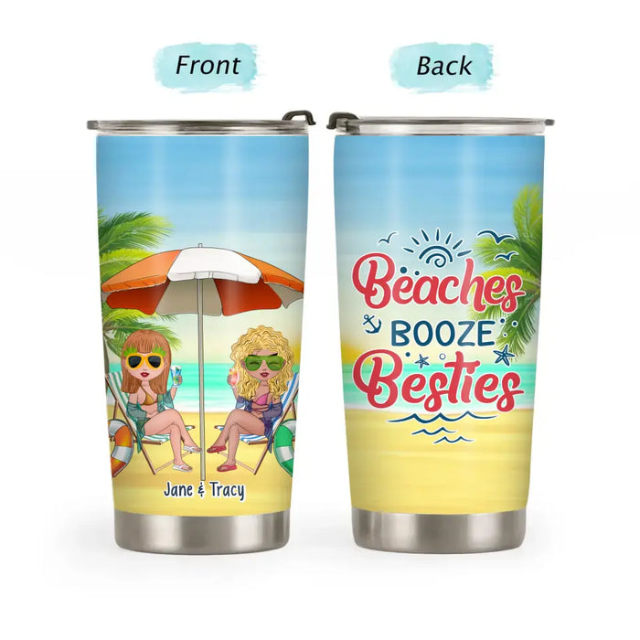 Beaches Booze & Besties Plastic Tumblers