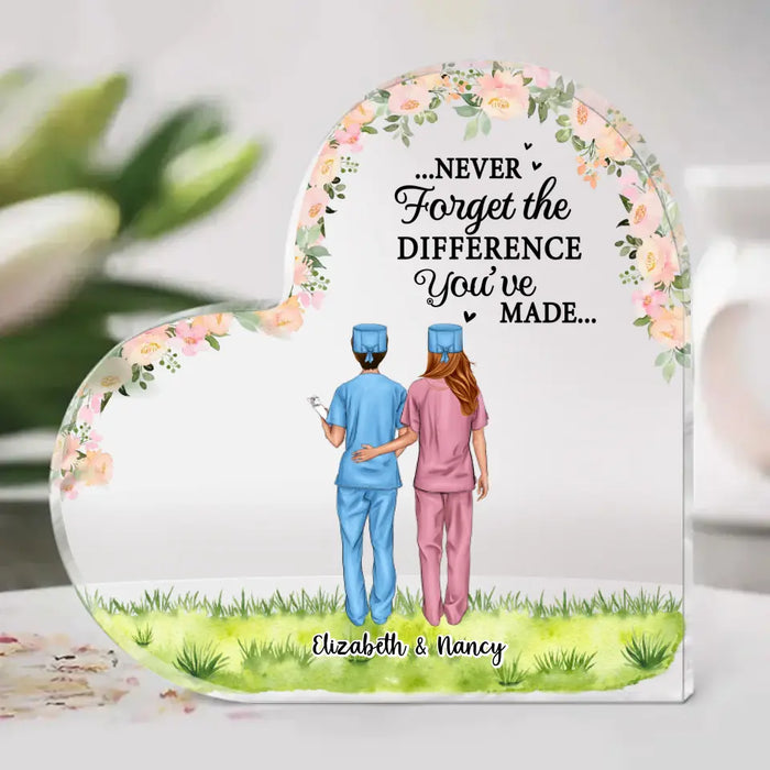 Never Forget The Difference You've Made - Personalized Gifts Custom Nurse Acrylic Plaque For Friends, Nurse Gifts