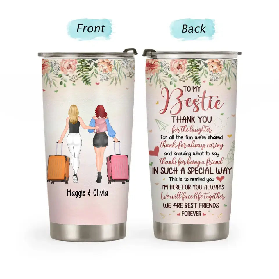 I Love You To The Beach And Back Best Friends - Bestie BFF Gift -  Personalized Acrylic Insulated Tumbler With Straw