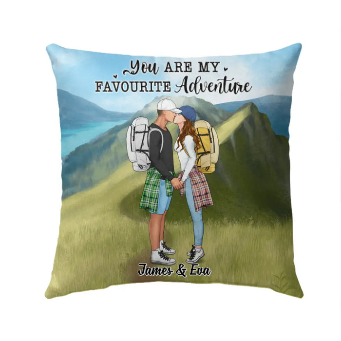 You Are My Favourite Adventure Kissing On A Mountain - Personalized Gifts Custom Hiking Lovers Pillow For Couples, Hiking Lovers