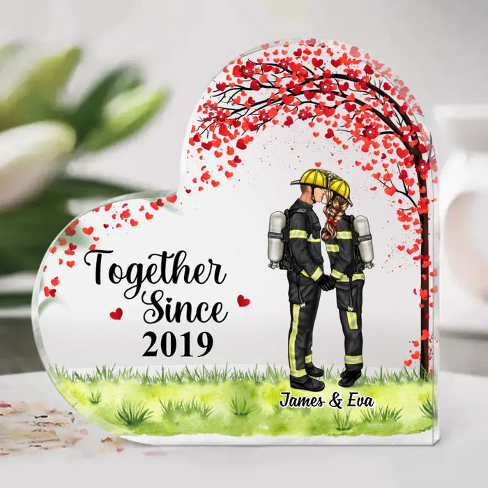 Couple Together Since Anniversary - Personalized Gifts Custom Acrylic Plaque For Firefighter, EMS, Nurse, Police Officer, Military Couples