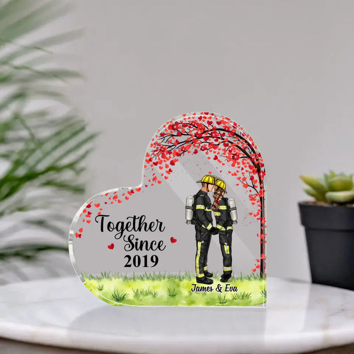 Couple Together Since Anniversary - Personalized Gifts Custom Acrylic Plaque For Firefighter, EMS, Nurse, Police Officer, Military Couples