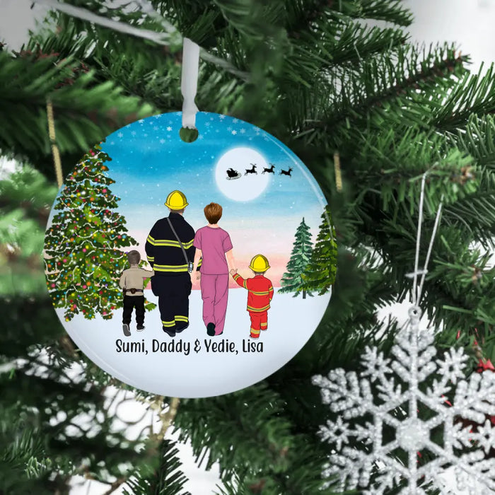 Custom Family Firefighter Nurse Police - Personalized Gifts Custom Ornament, Family Christmas Gifts