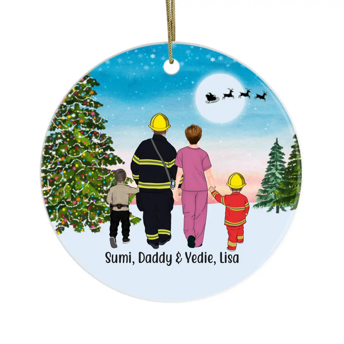 Custom Family Firefighter Nurse Police - Personalized Gifts Custom Ornament, Family Christmas Gifts