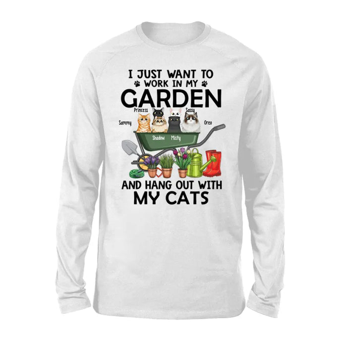 Personalized Shirt, Up To 6 Cats, I Just Want to Work in My Garden and —  GearLit