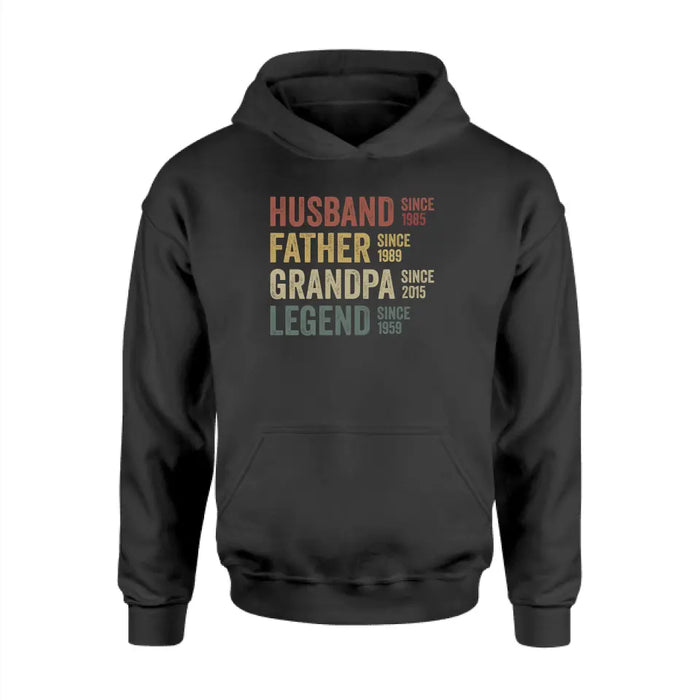 Husband, Father, Grandpa, Legend - Personalized Gifts Custom Shirt for Dad for Grandpa