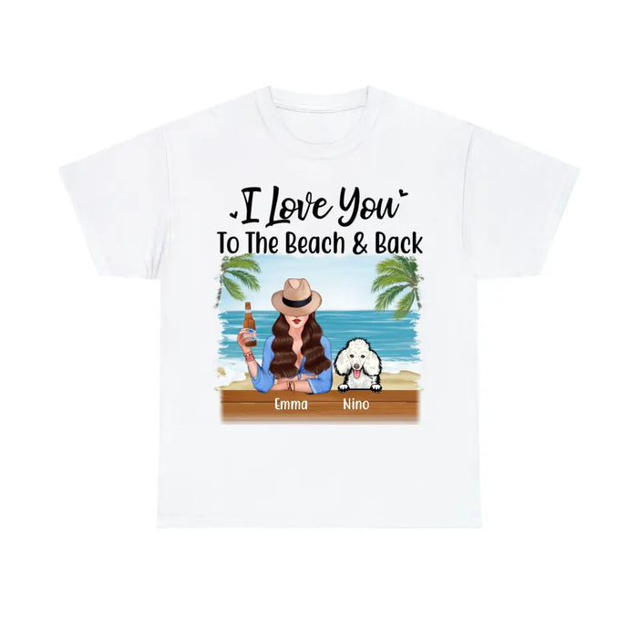 Personalized Shirt, Beach Girl With Peeking Dogs, Gift For Beach Lovers And Dog Lovers
