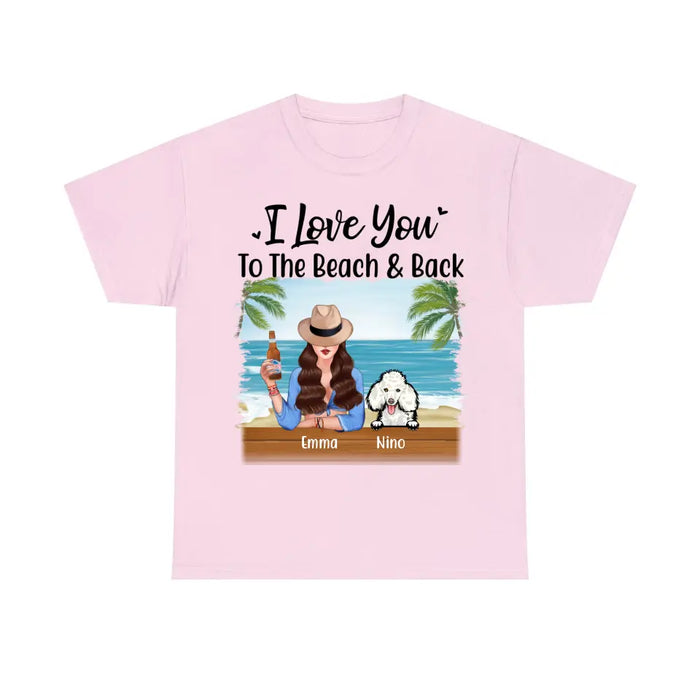 Personalized Shirt, Beach Girl With Peeking Dogs, Gift For Beach Lovers And Dog Lovers