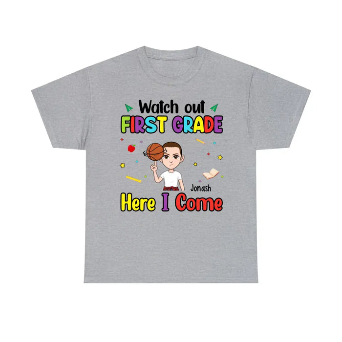 Personalized Shirt, Watch Out First Grade Here I Come, Back To School Gifts For Students