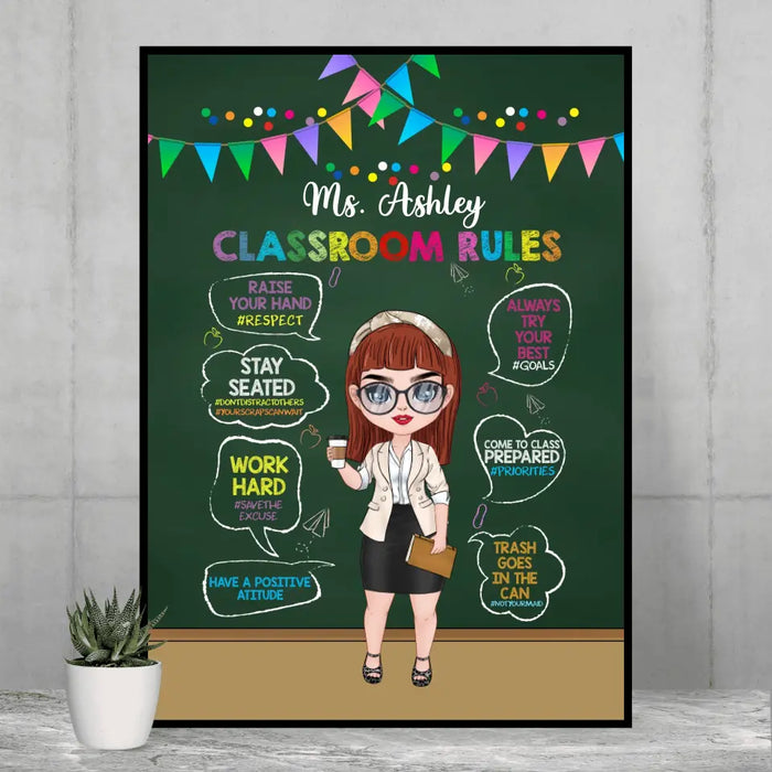 Teacher Classroom Rules - Personalized Gifts - Custom Teacher Poster For Her, Back To School Gifts