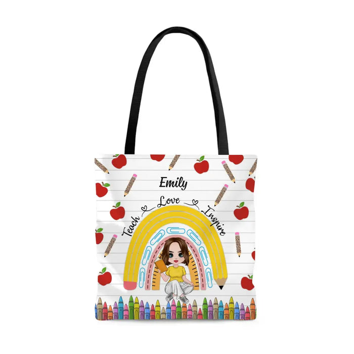 Teach Love Inspire - Personalized Gifts Custom Tote Bag for Teachers, Back To School Gifts