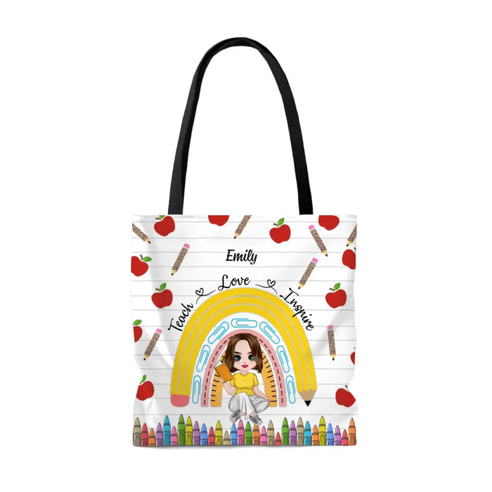 Teach Love Inspire - Personalized Gifts Custom Tote Bag for Teachers, Back To School Gifts