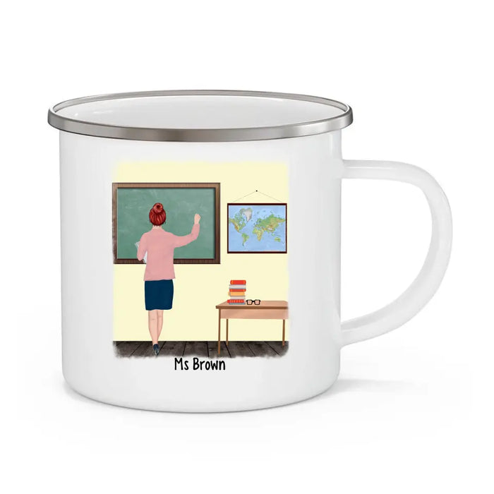 May Your Coffee Be Strong And Your Students Be Calm - Personalized Gifts Custom Enamel Mug For Teachers, Back To School Gifts
