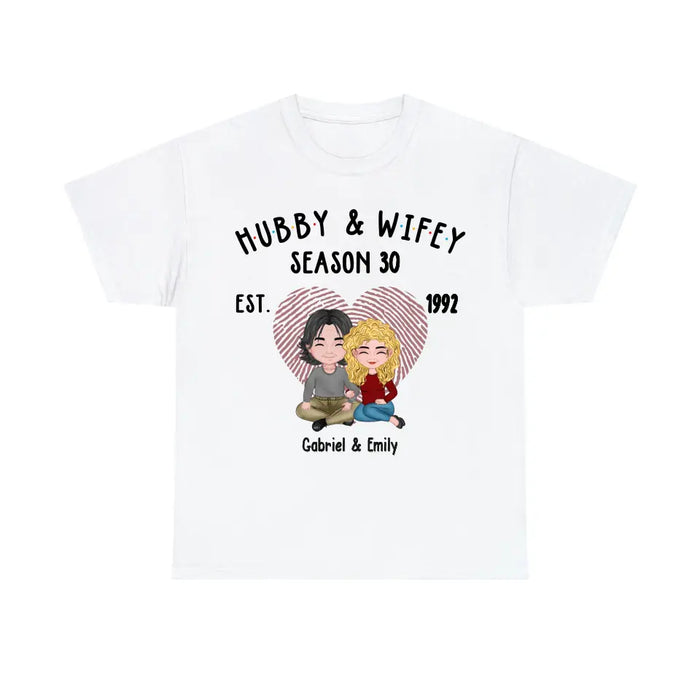 Hubby and Wifey - Personalized Gifts Custom Shirt for Couples, Anniversary Shirts for Husband and Wife