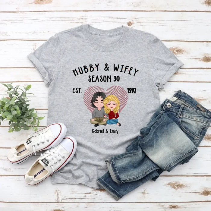 Hubby and Wifey - Personalized Gifts Custom Shirt for Couples, Anniversary Shirts for Husband and Wife