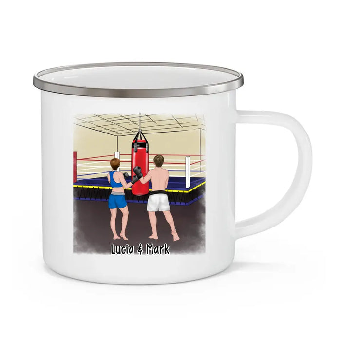 Boxing Partners For Life - Personalized Gifts Custom Boxing Enamel Mug For Couples, Boxing Lovers