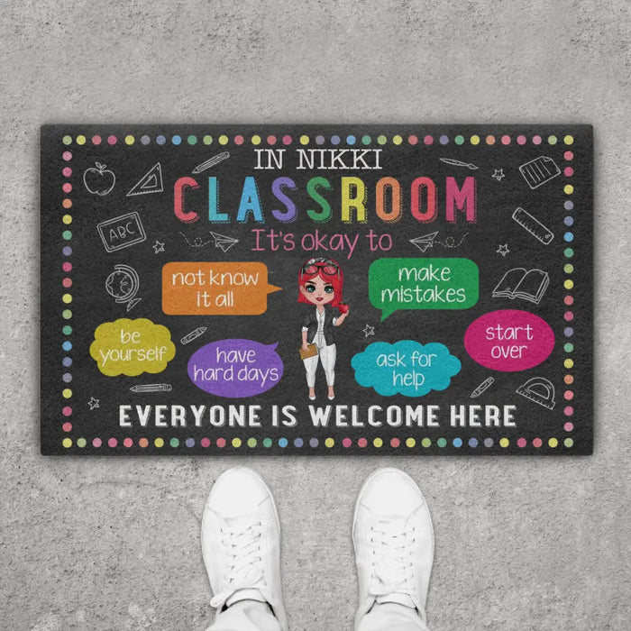 In Teacher Classroom It's Okay Everyone Is Welcome Here - Personalized Gifts Custom Doormat For Teachers, Back To School Gifts
