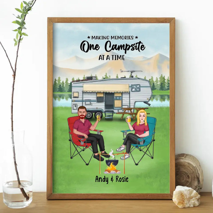 Making Memories One Campsite at a Time - Personalized Gifts Custom Camping Poster for Couples, Camping Lovers