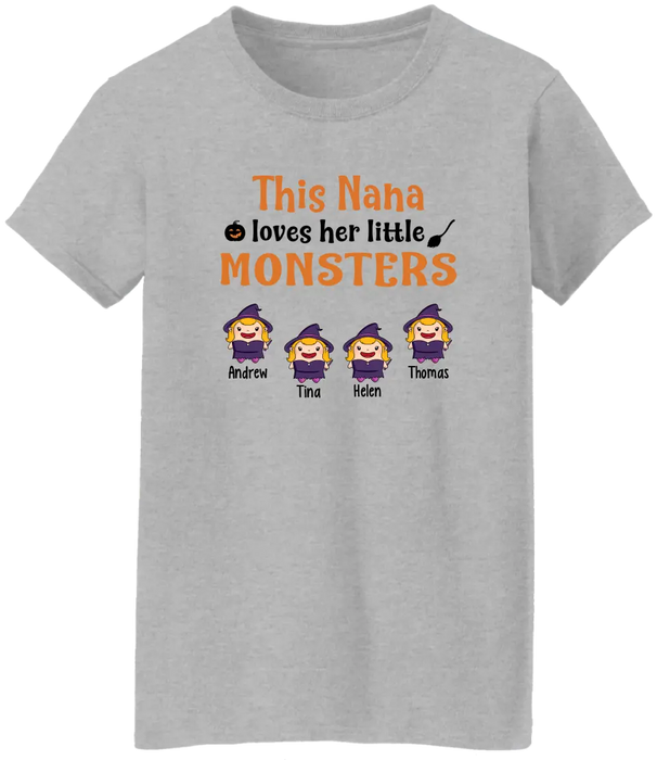 Personalized Shirt, This Nana Loves Her Little Monsters, Gifts For Halloween Family