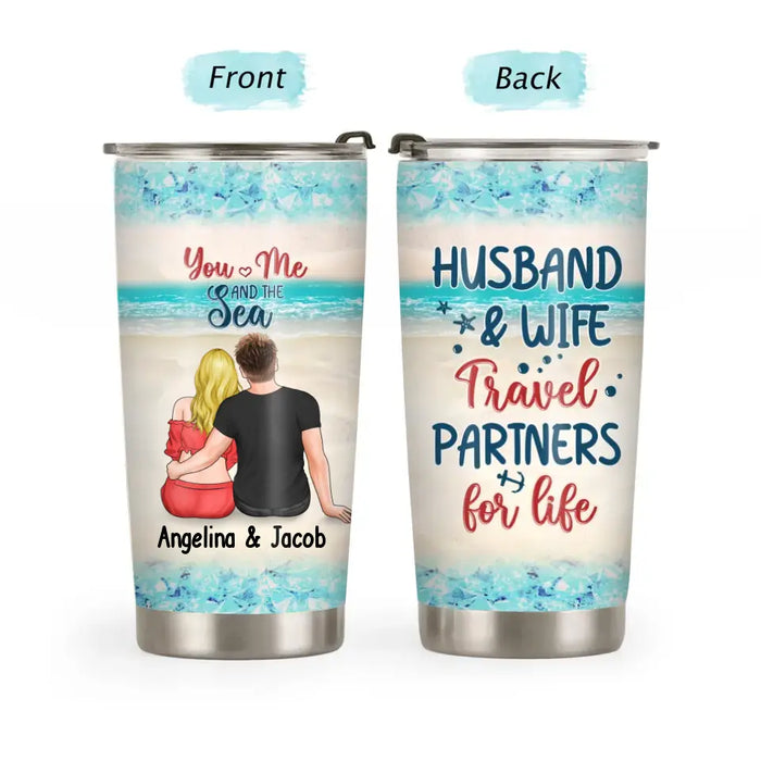 Husband Wife Travel Partners For Life - Personalized Gifts Custom Sea Tumbler For Friends For Couples, Sea Lovers