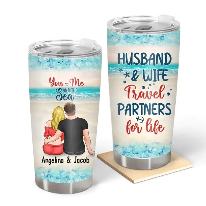 Husband Wife Travel Partners For Life - Personalized Gifts Custom Sea Tumbler For Friends For Couples, Sea Lovers