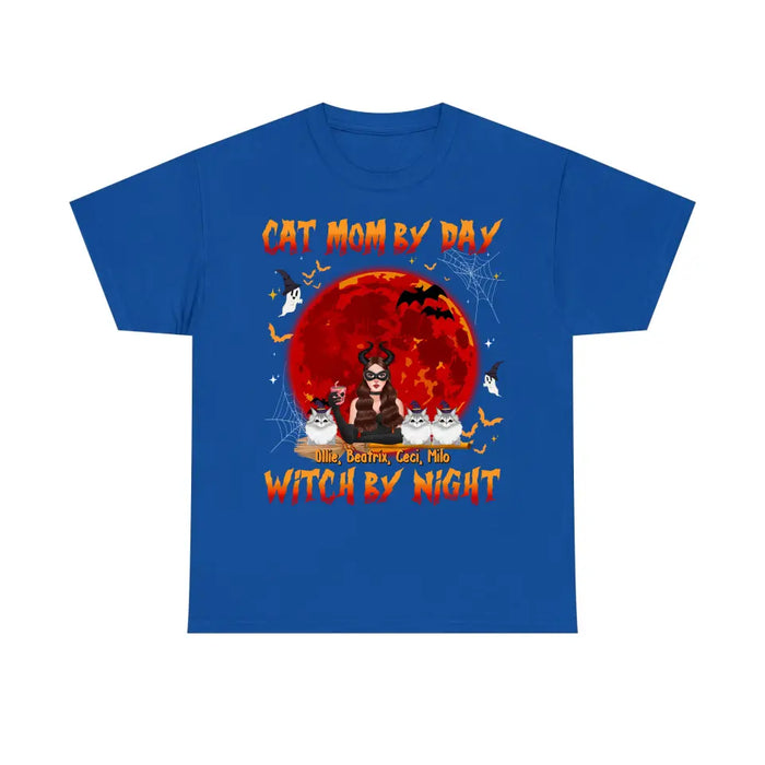 Cat Mom By Day Witch By Night - Halloween Personalized Gifts Custom Cat Shirt For Her, Cat Lovers