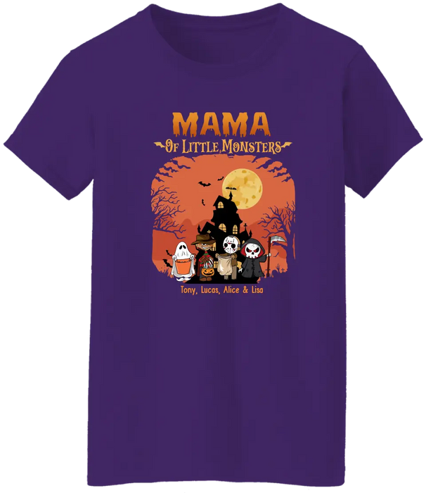 Mama Of Little Monsters - Personalized Gifts Custom Horror Shirt For Grandma Mom, Funny Halloween Creepy Shirt