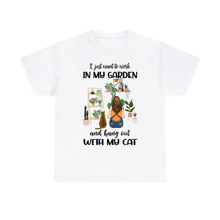 Personalized Shirt, A Girl Gardening With Cats, Gift For Gardeners, Gift For Cat Lovers