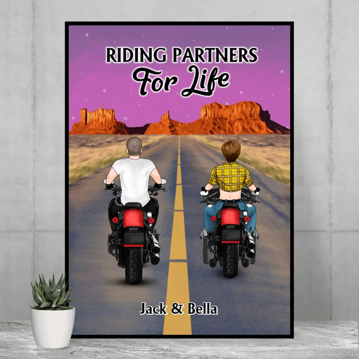 Riding Partners for Life - Personalized Gifts Custom Motorcycle Poster for Couples, Motorcycle Lovers, Motorcycle Riders