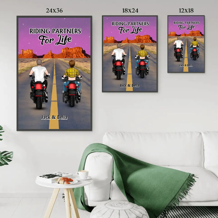 Riding Partners for Life - Personalized Gifts Custom Motorcycle Poster for Couples, Motorcycle Lovers, Motorcycle Riders