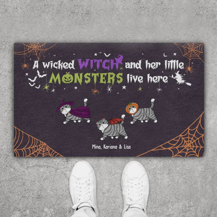 Never Mind The Witch, Beware Of The Cats - Personalized Halloween Gifts Custom Cat Doormat For Fur Family, Cat Lovers