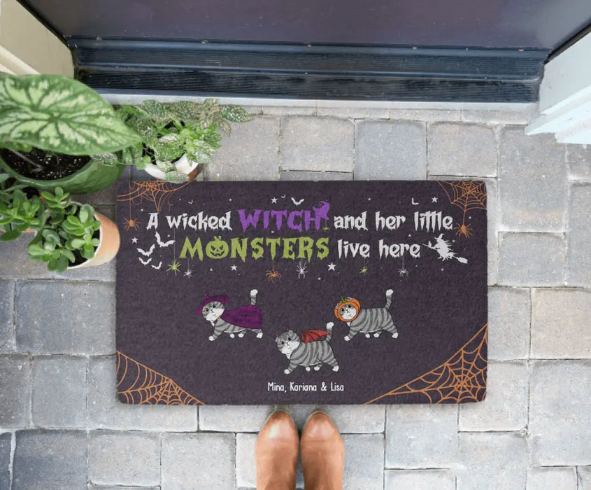 Never Mind The Witch, Beware Of The Cats - Personalized Halloween Gifts Custom Cat Doormat For Fur Family, Cat Lovers