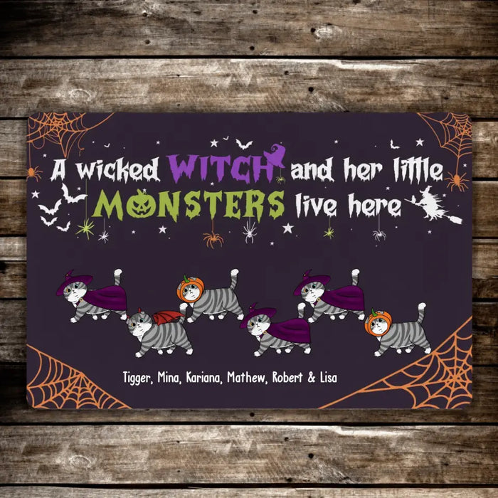 Never Mind The Witch, Beware Of The Cats - Personalized Halloween Gifts Custom Cat Doormat For Fur Family, Cat Lovers