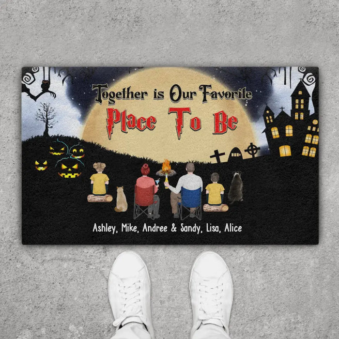 Together Is Our Favorite Place To Be - Halloween Personalized Gifts Custom Camping Doormat For Family, Camping Lovers
