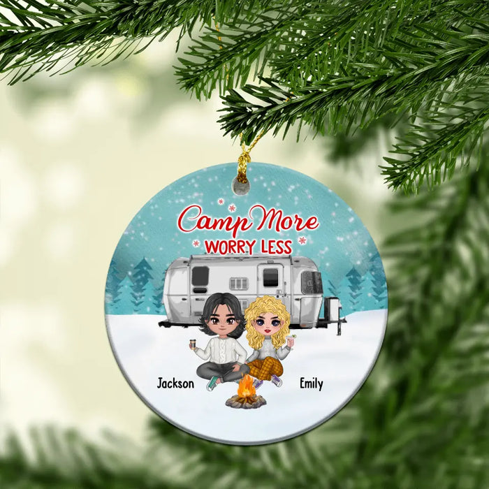 Camp More Worry Less - Personalized Gifts Custom Camping Ornament For Couples, Camping Lovers