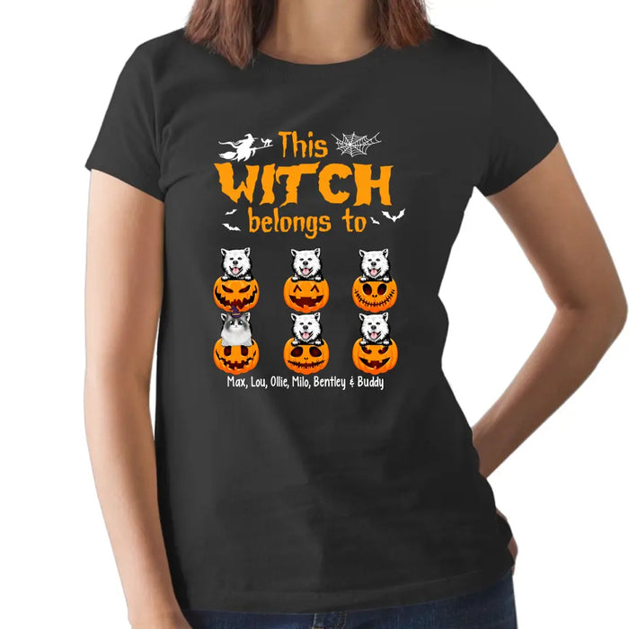 Personalized Shirt, Up To 6 Pets, This Witch Belongs To - Halloween Gift, Gift For Dog Lovers, Cat Lovers