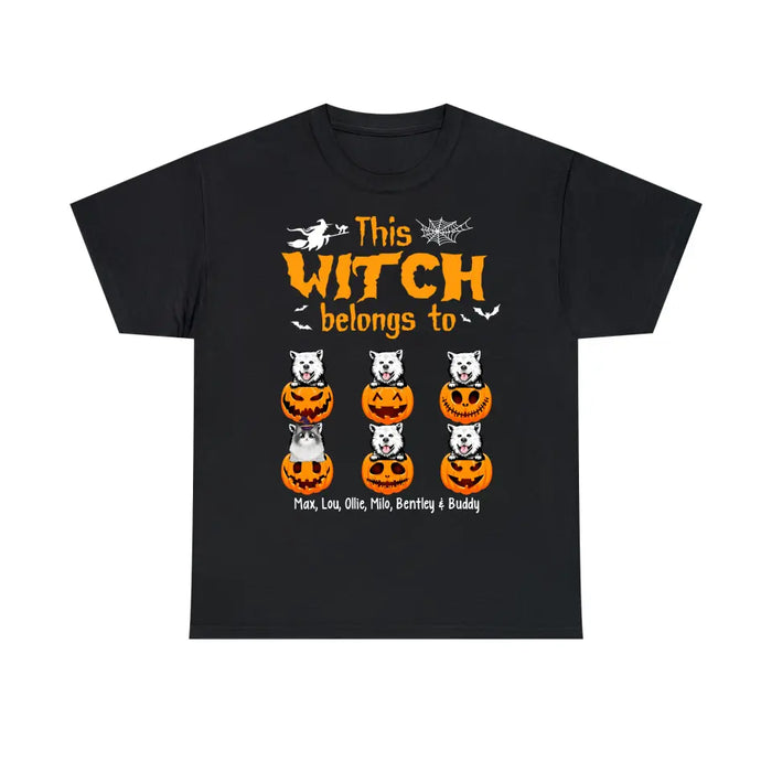 Personalized Shirt, Up To 6 Pets, This Witch Belongs To - Halloween Gift, Gift For Dog Lovers, Cat Lovers