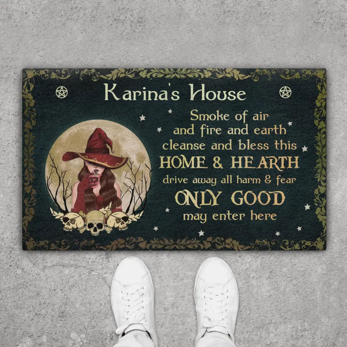 Smoke Of Air And Fire Earth, Cleanse And Bless This Home Hearth - Personalized Gifts Custom Doormat For Her, Gift For Witches