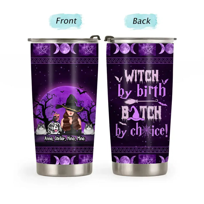 Witches By Nature Bitches By Choice - Personalized Gifts Custom Halloween Tumbler For Witches, Dog Lovers, Cat Lovers