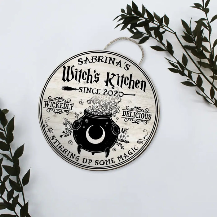 Witch's Kitchen Wickedly Delicious Stirring Up Some Magic - Personalized Gifts Custom Halloween Door Sign for Witches