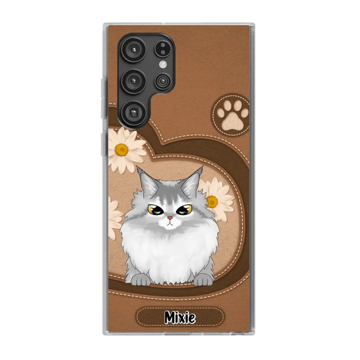 Cute Cat Daisy Flowers - Personalized Gifts Custom Phone Case For Cat Lovers