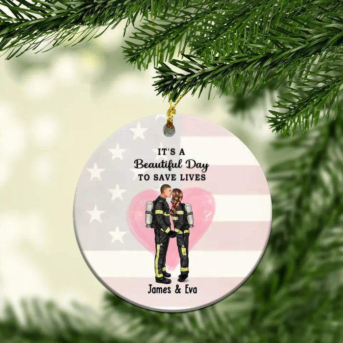 You and Me Where It Began - Personalized Ornament, Custom Couple Portrait, Firefighter, EMS, Nurse, Police Officer, Military
