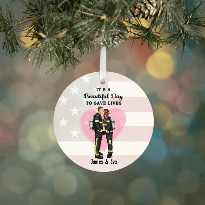 You and Me Where It Began - Personalized Ornament, Custom Couple Portrait, Firefighter, EMS, Nurse, Police Officer, Military