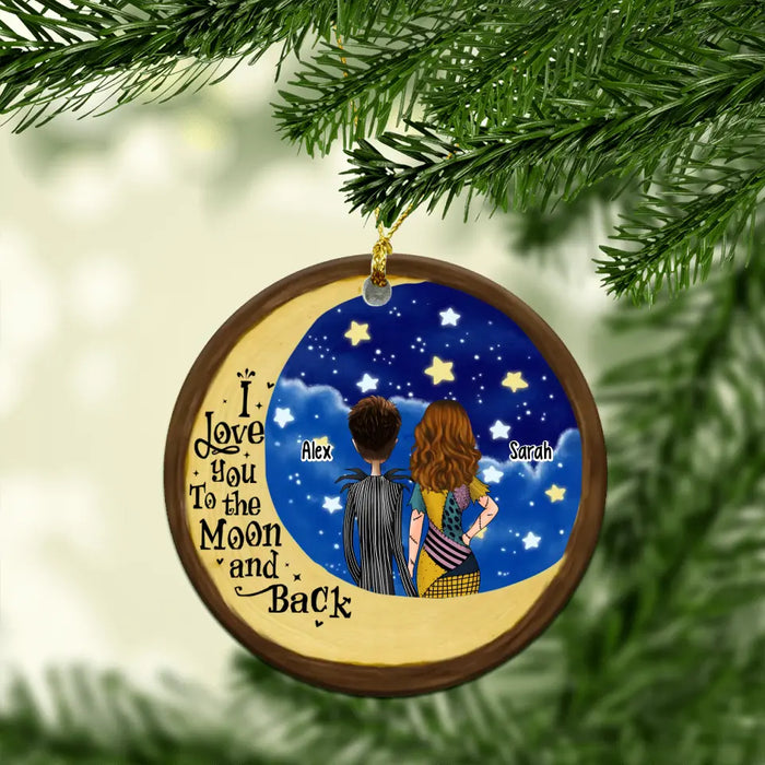 I Love You To The Moon And Back - Personalized Gifts Custom Ornament For Couples, Nightmare Portrait Decor