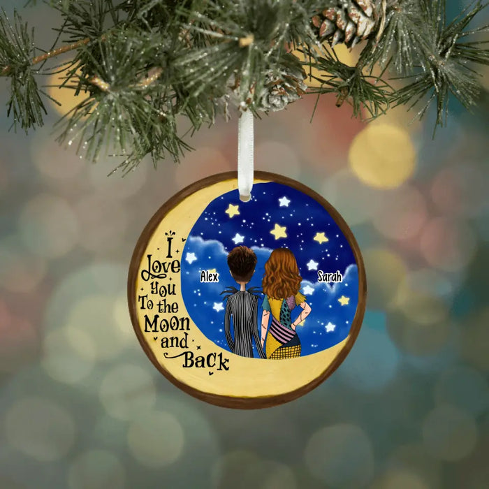 I Love You To The Moon And Back - Personalized Gifts Custom Ornament For Couples, Nightmare Portrait Decor