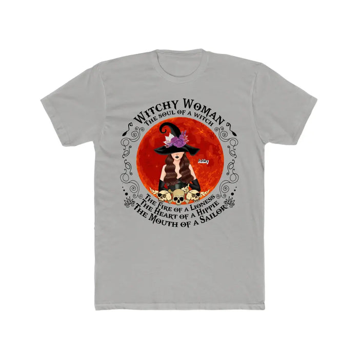 Witchy Woman The Soul Of Witch The Fire Of A Lioness The Heart Of A Hippie The Mouth Of A Sailor - Personalized Gifts Halloween Custom Shirt For Her