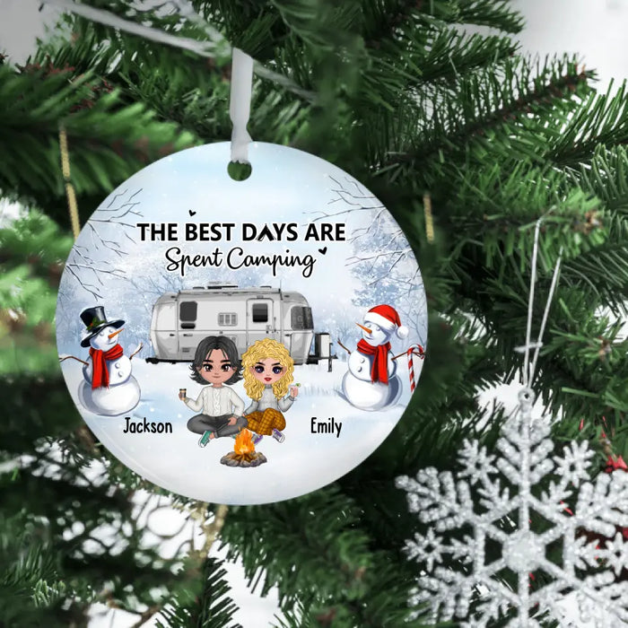 The Best Days Are Spent Camping - Personalized Christmas Gifts Custom Camping Ornament For Couples, Camping Lovers