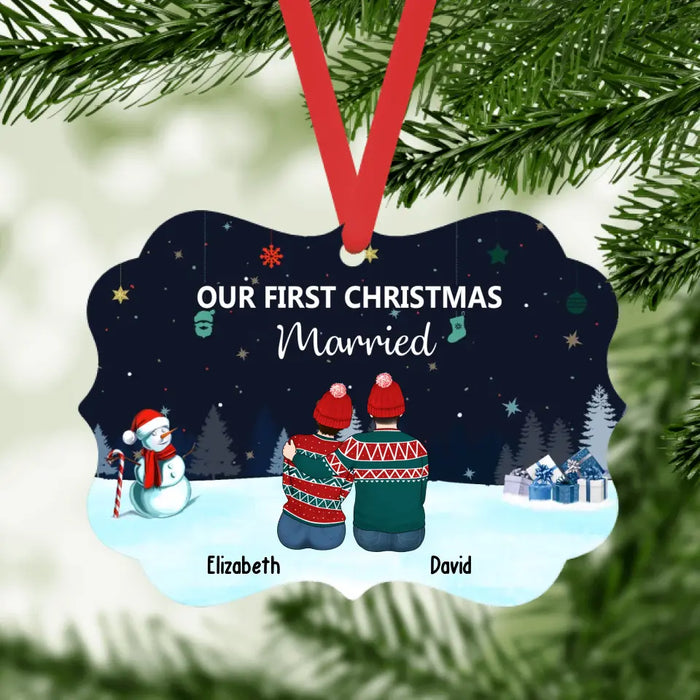 Our First Christmas Married - Personalized Christmas Gifts Custom Ornament for Couples, Newlywed Christmas Ornaments